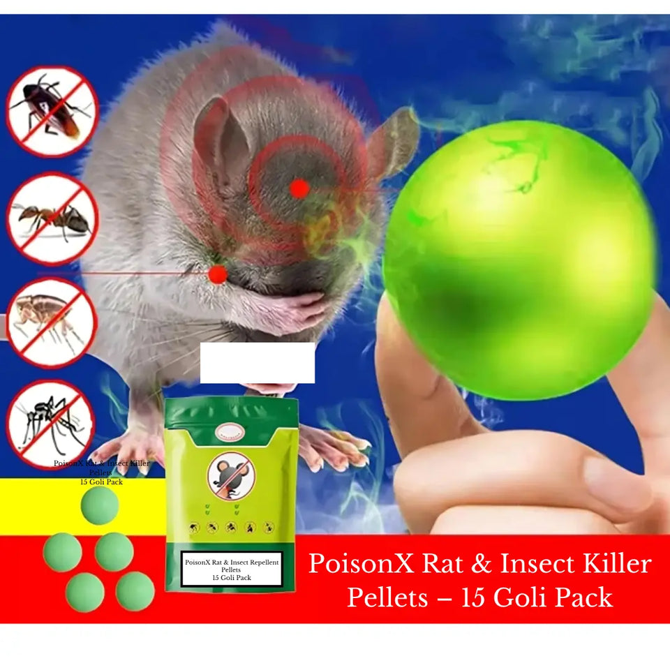 PoisonX Rat & Insect Repellent Pellets – 15 Goli Pack | ⭐️⭐️⭐️⭐️⭐️4.8/5 (1600+ REVIEWS)