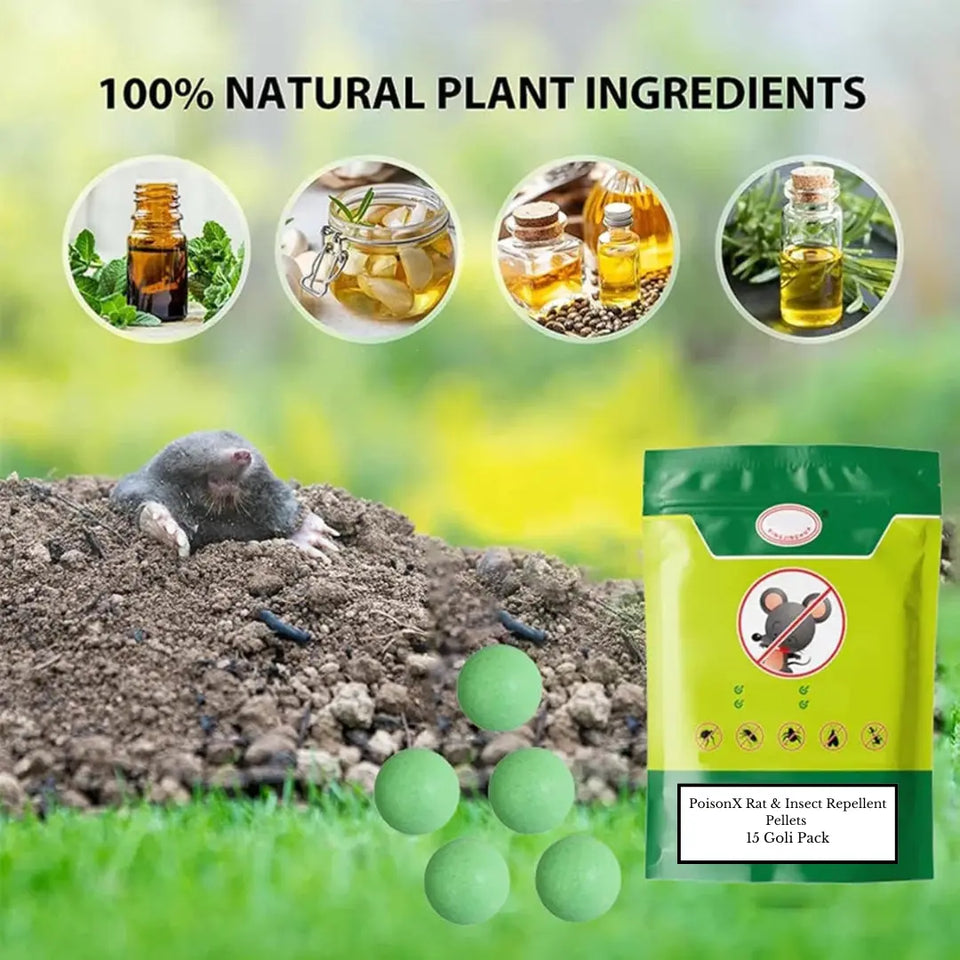 PoisonX Rat & Insect Repellent Pellets – 15 Goli Pack | ⭐️⭐️⭐️⭐️⭐️4.8/5 (1600+ REVIEWS)